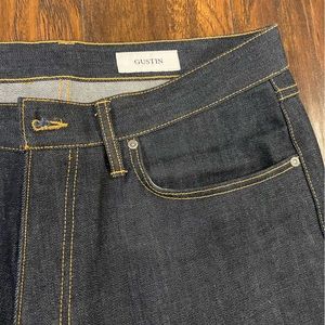 Gustin slim fit button fly dark wash selvedge jeans